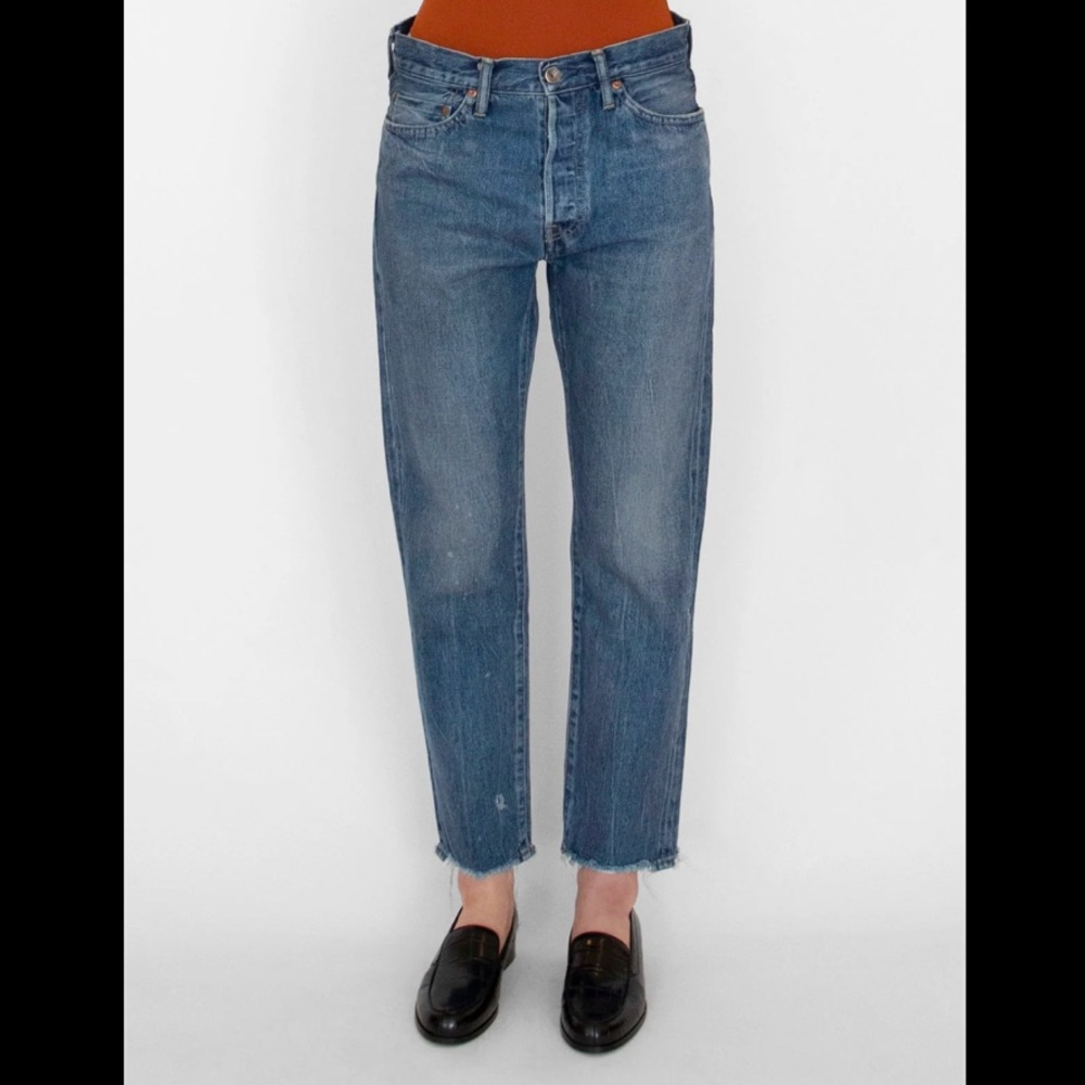 Blue Straight Leg Jeans with High Waist and Relaxed Fit